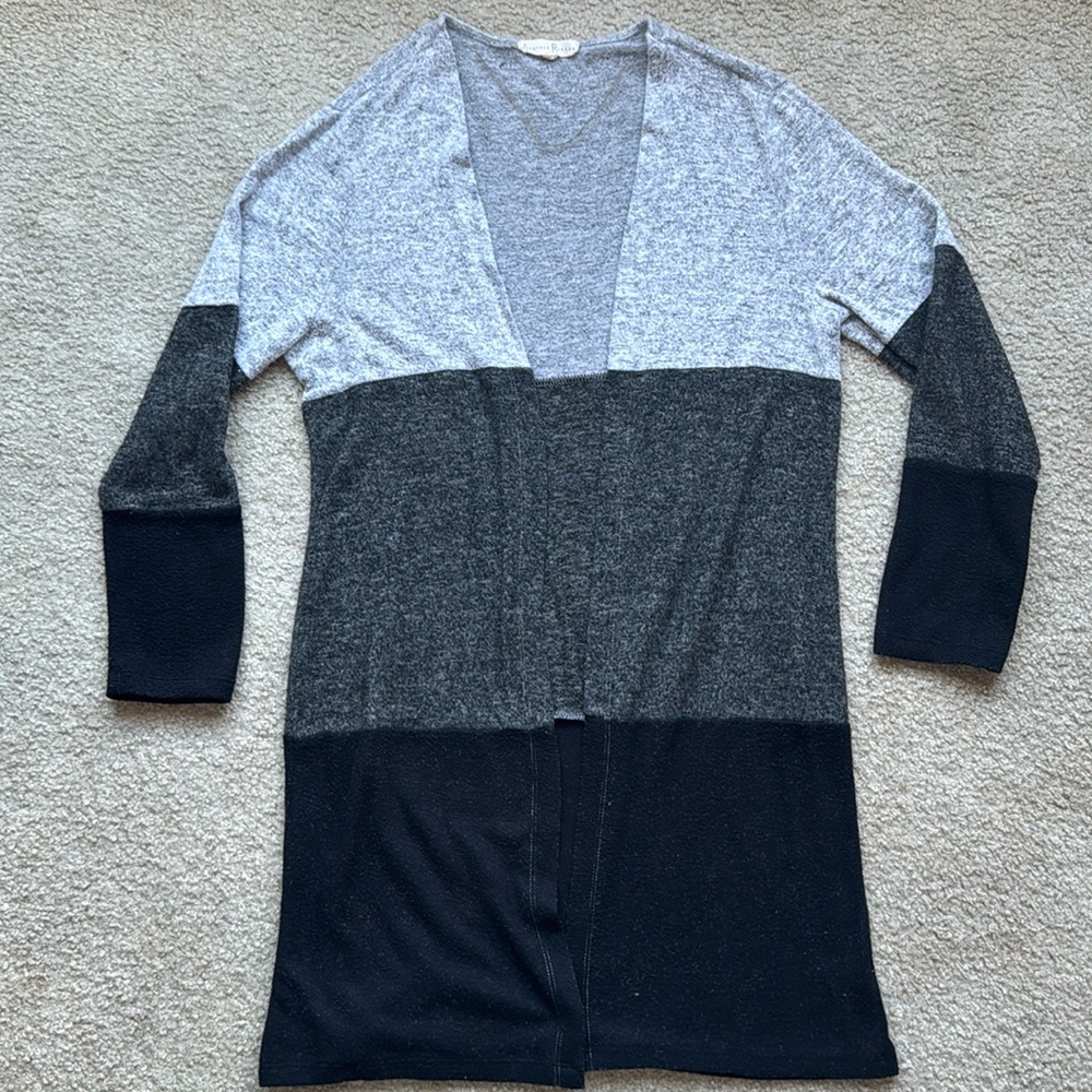 Long, black and grey cardigan. Size medium.